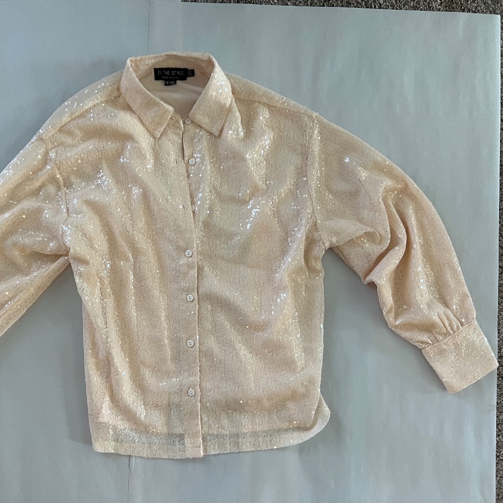 BEIGE CREAM SEQUIN LONG SLEEVE
